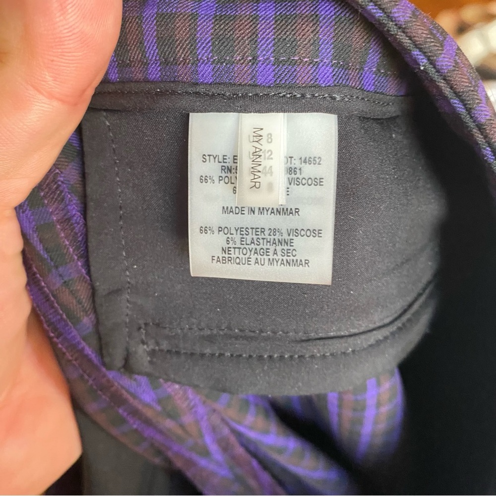 Elie Tahari Purple Plaid Pants (sz 8) - Picture 7 of 13